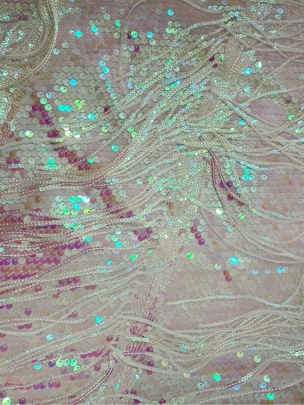 Iridescent Sequin Flapper Dress | Adult M | Gatsby Costume | Asymmetrical Fringe - Picture 14 of 14